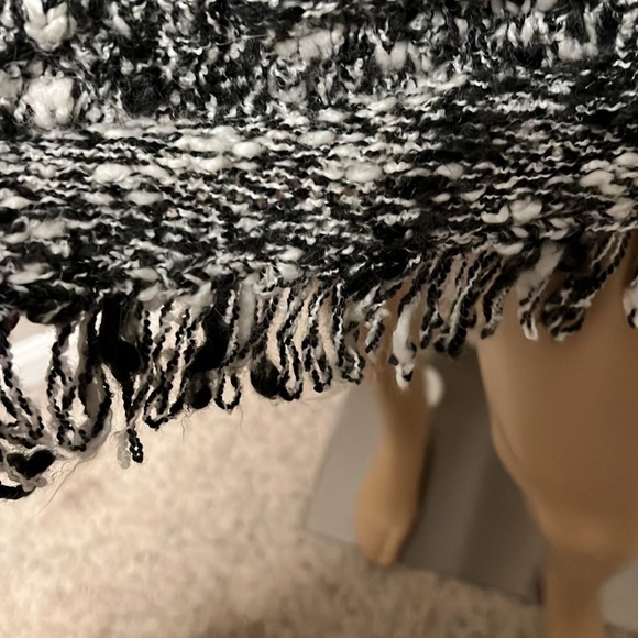 Chicos Black White Marled Fringe Vest Open Long Knit Sweater Cardigan Duster S - Picture 6 of 14